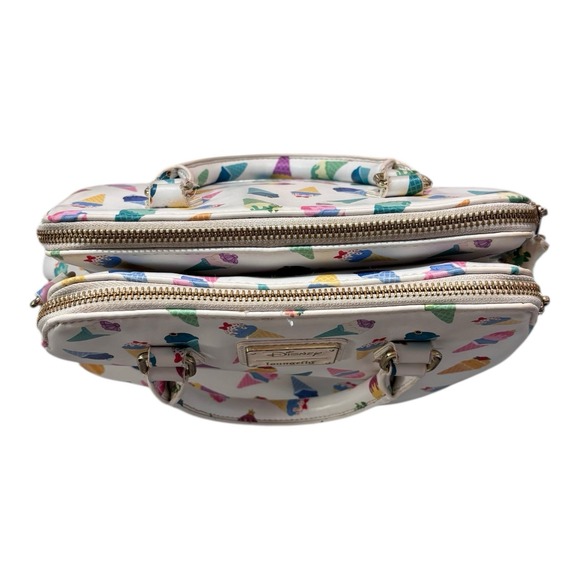Disney Loungefly Ice Cream Cone Satchel White Pastel Print  Double Zip Handbag - Picture 5 of 16